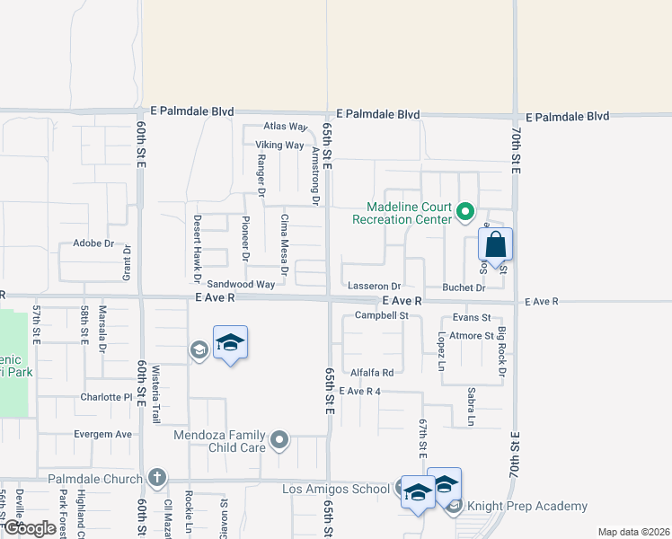 map of restaurants, bars, coffee shops, grocery stores, and more near 38037 Richeville Street in Palmdale