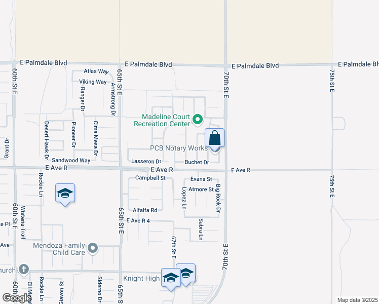 map of restaurants, bars, coffee shops, grocery stores, and more near 38044 TRILPORT Avenue in Palmdale