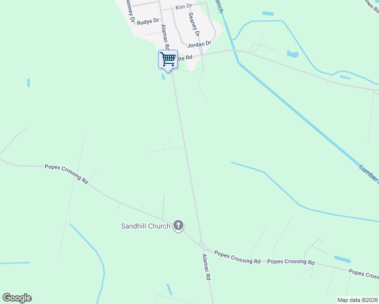 map of restaurants, bars, coffee shops, grocery stores, and more near 3292 Alamac Road in Lumberton