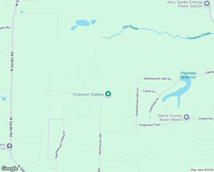 map of restaurants, bars, coffee shops, grocery stores, and more near 2310 McPherson Springs Road in Saline County