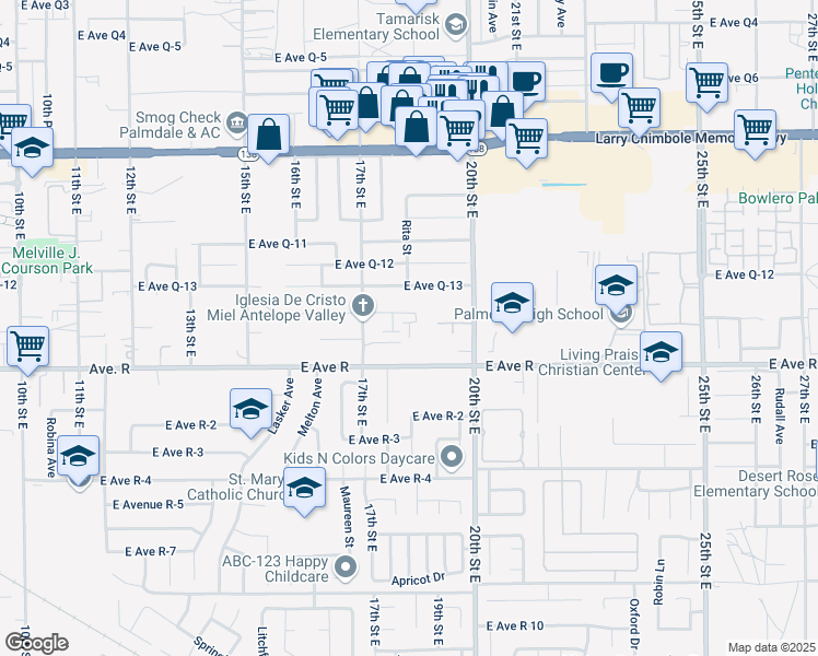 map of restaurants, bars, coffee shops, grocery stores, and more near in Lake Los Angeles