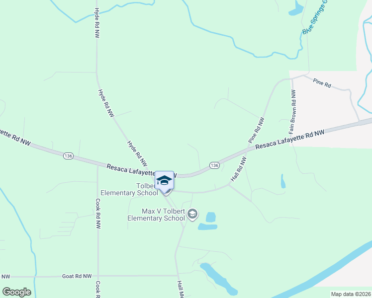 map of restaurants, bars, coffee shops, grocery stores, and more near 987 Resaca Lafayette Road Northwest in Resaca