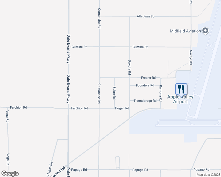 map of restaurants, bars, coffee shops, grocery stores, and more near Sabre Road in Apple Valley