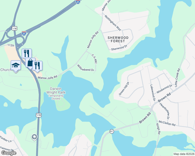 map of restaurants, bars, coffee shops, grocery stores, and more near 129 C-5-48C in Anderson