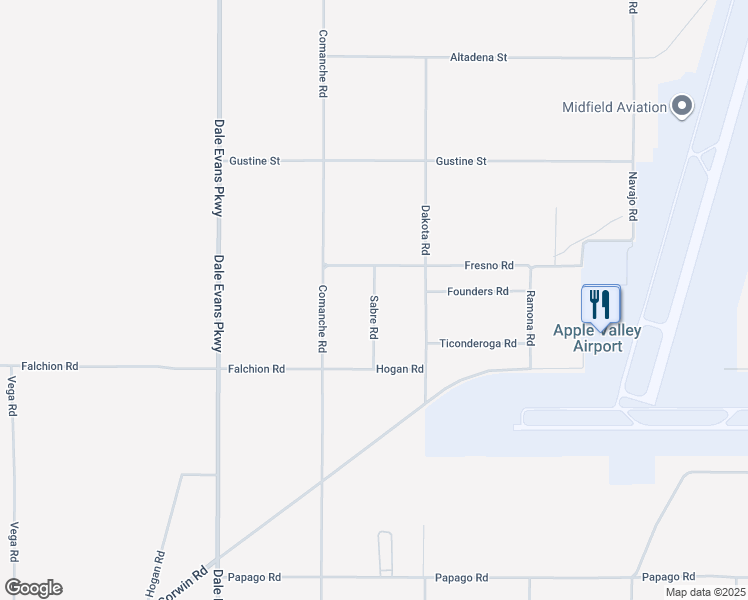 map of restaurants, bars, coffee shops, grocery stores, and more near Sabre Road in Apple Valley