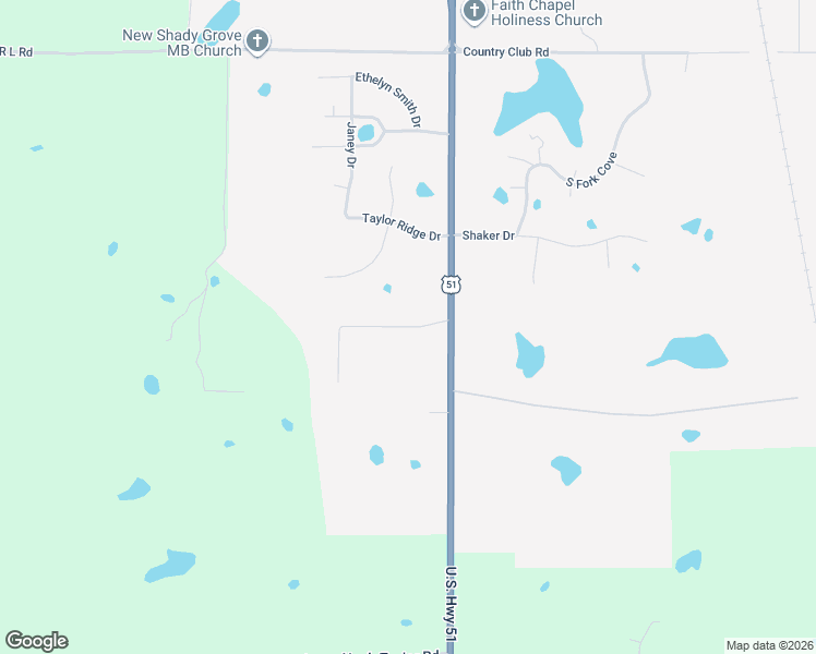 map of restaurants, bars, coffee shops, grocery stores, and more near 1351 Highway 51 South in Senatobia