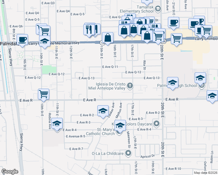map of restaurants, bars, coffee shops, grocery stores, and more near 2 15th Street East in Lancaster