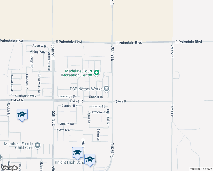 map of restaurants, bars, coffee shops, grocery stores, and more near 38109 Aidea Street in Palmdale
