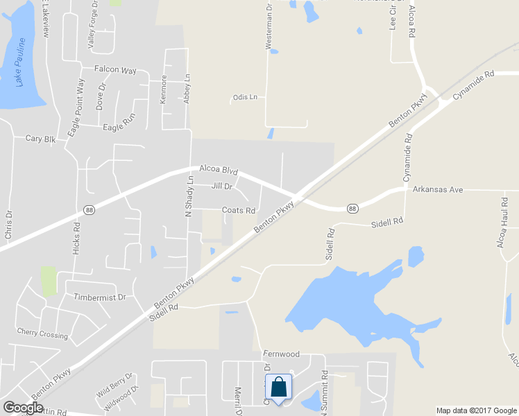 map of restaurants, bars, coffee shops, grocery stores, and more near 3517 Coats Road in Benton