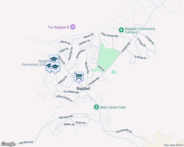 map of restaurants, bars, coffee shops, grocery stores, and more near 47 Boulder Court in Bagdad