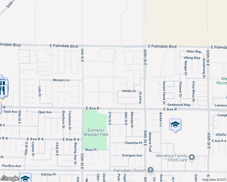 map of restaurants, bars, coffee shops, grocery stores, and more near East Avenue Q12 in Palmdale