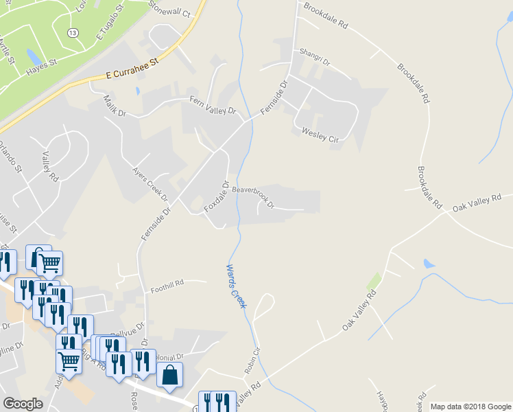 map of restaurants, bars, coffee shops, grocery stores, and more near 110 Beaverbrook Circle in Toccoa