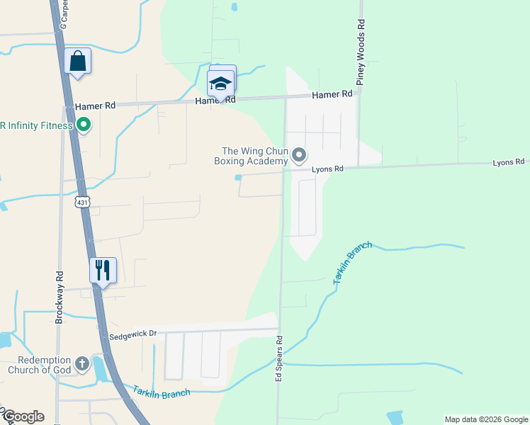 map of restaurants, bars, coffee shops, grocery stores, and more near 248 Ed Spears Road in Owens Cross Roads