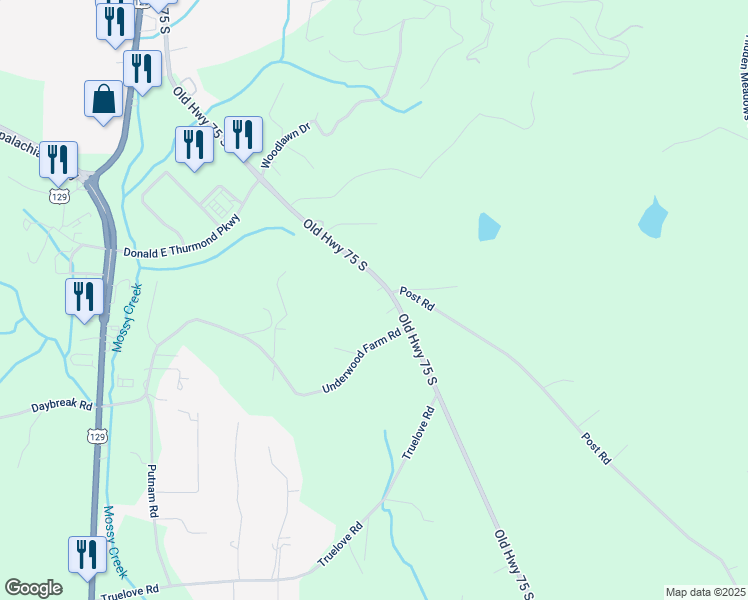 map of restaurants, bars, coffee shops, grocery stores, and more near 1060 Old Highway 75 South in Cleveland