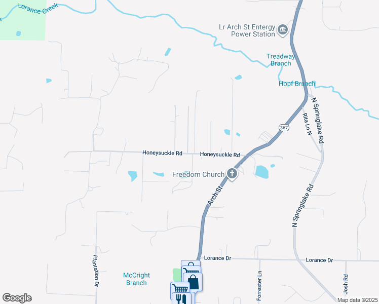 map of restaurants, bars, coffee shops, grocery stores, and more near 1061 Deborah Lane in Little Rock