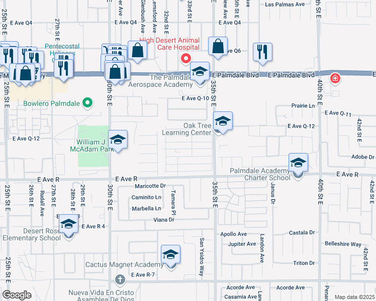 map of restaurants, bars, coffee shops, grocery stores, and more near in Lake Los Angeles