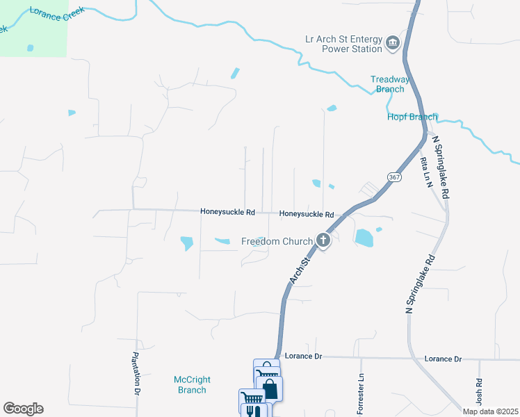 map of restaurants, bars, coffee shops, grocery stores, and more near 1061 Deborah Lane in Little Rock