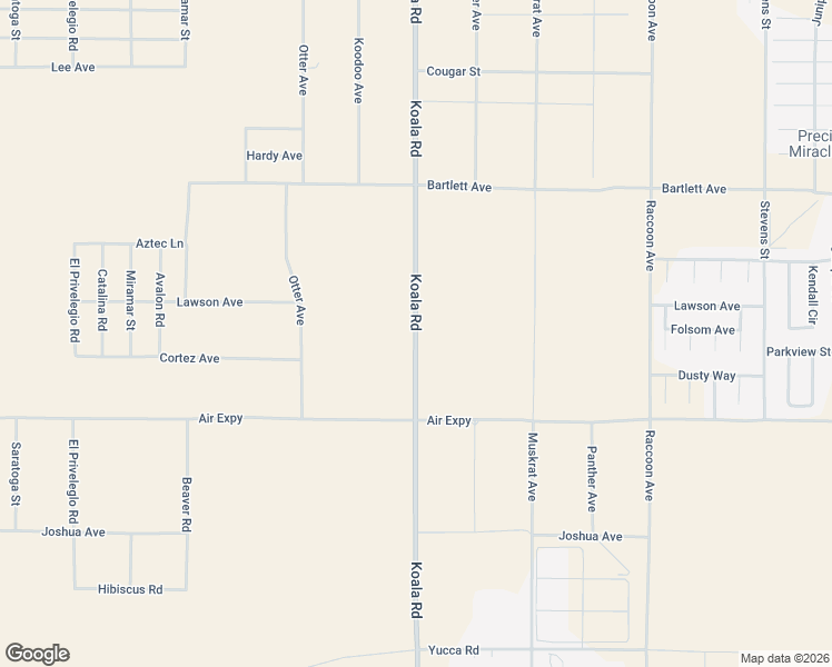 map of restaurants, bars, coffee shops, grocery stores, and more near 17851 Koala Road in Adelanto