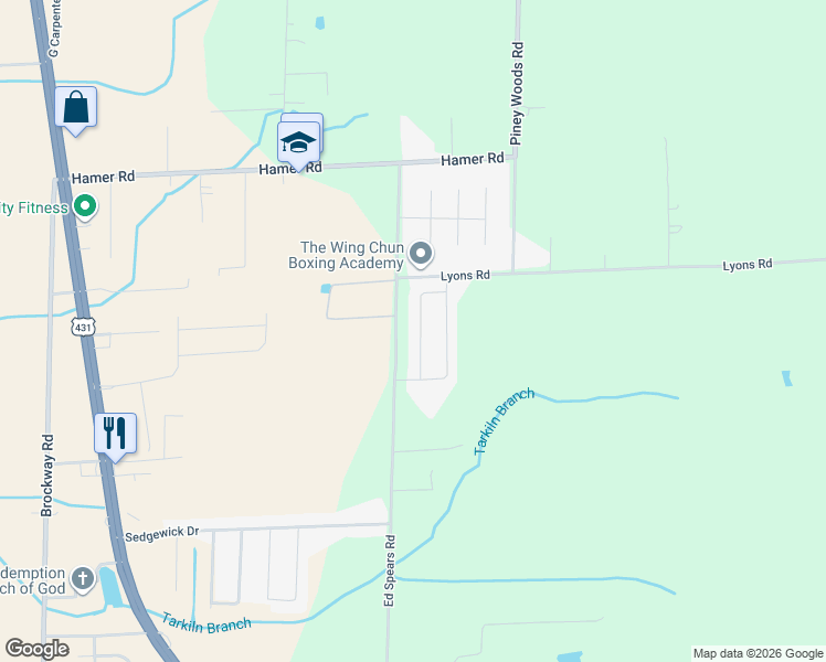 map of restaurants, bars, coffee shops, grocery stores, and more near 248 Ed Spears Road in Owens Cross Roads