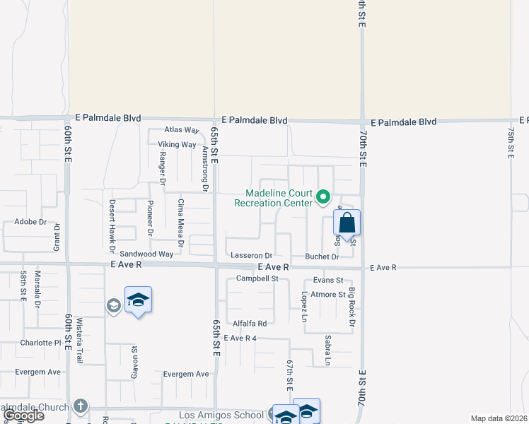 map of restaurants, bars, coffee shops, grocery stores, and more near 38140 Versailles Street in Palmdale