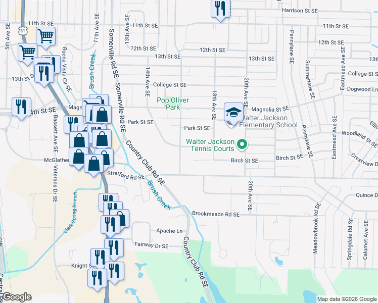 map of restaurants, bars, coffee shops, grocery stores, and more near 2008 16th Avenue Southeast in Decatur