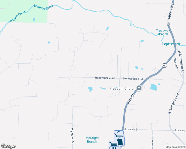 map of restaurants, bars, coffee shops, grocery stores, and more near 5304 Honeysuckle Road in Little Rock