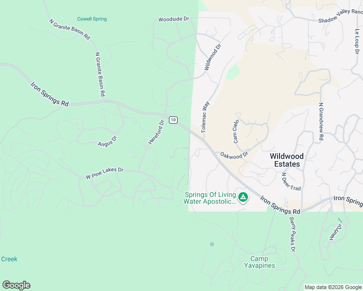 map of restaurants, bars, coffee shops, grocery stores, and more near 4975 Iron Springs Road in Prescott