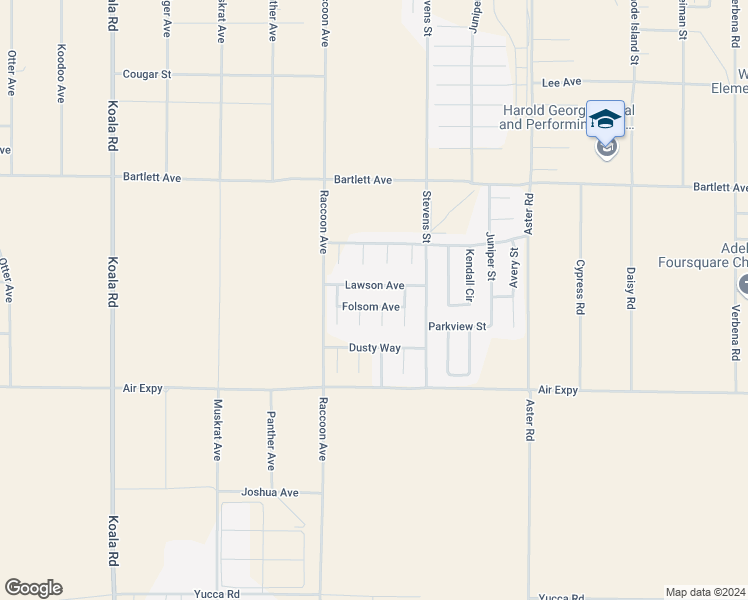 map of restaurants, bars, coffee shops, grocery stores, and more near 10200 Folsom Avenue in Adelanto
