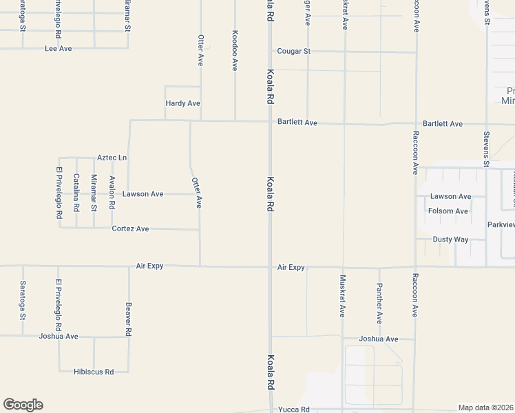 map of restaurants, bars, coffee shops, grocery stores, and more near 17851 Koala Road in Adelanto