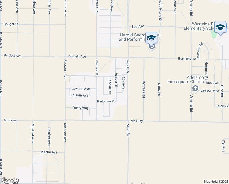 map of restaurants, bars, coffee shops, grocery stores, and more near 17882 Juniper Street in Adelanto