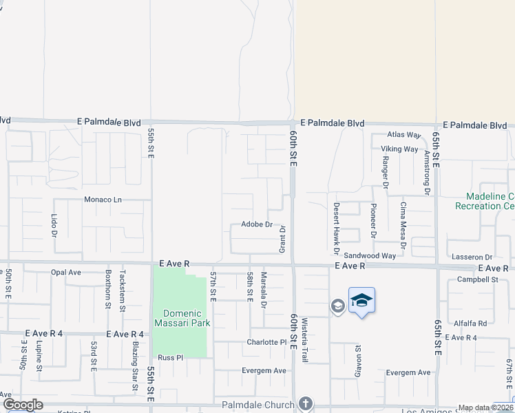 map of restaurants, bars, coffee shops, grocery stores, and more near 38160 Antibes Drive in Palmdale