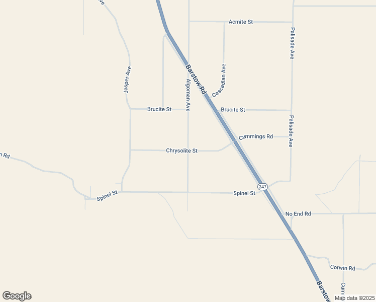 map of restaurants, bars, coffee shops, grocery stores, and more near Chrysolite Street in San Bernardino County