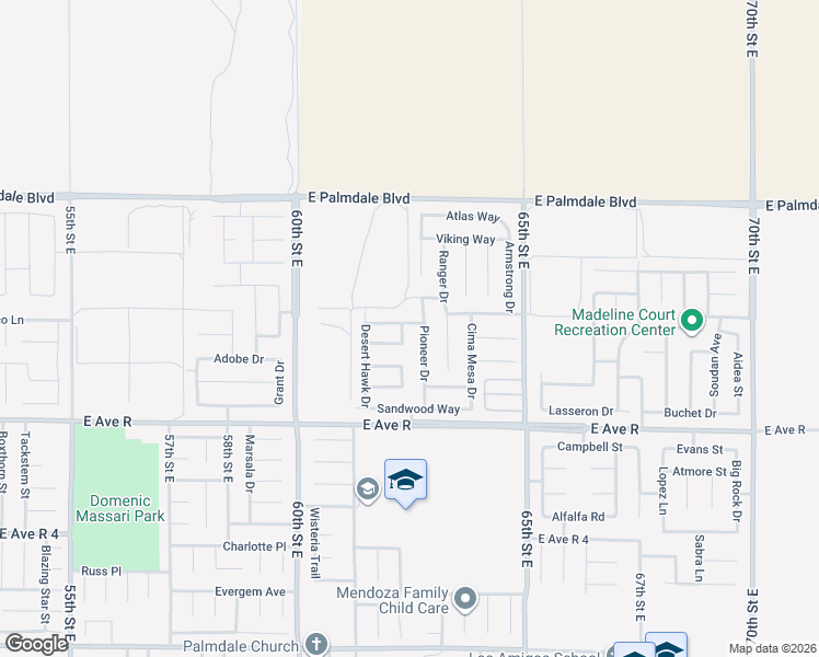 map of restaurants, bars, coffee shops, grocery stores, and more near 38166 Archwood Way in Palmdale