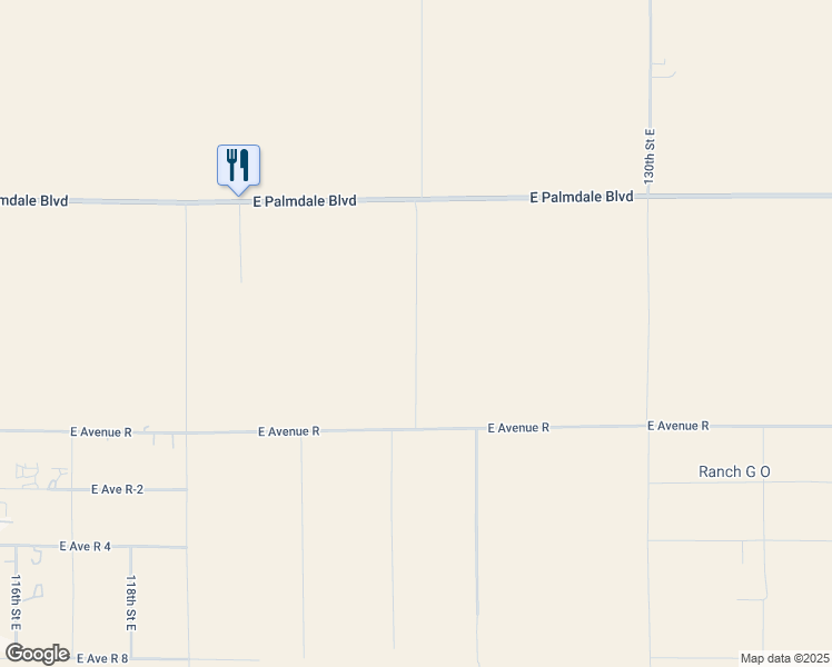 map of restaurants, bars, coffee shops, grocery stores, and more near 125th Street East in Los Angeles County