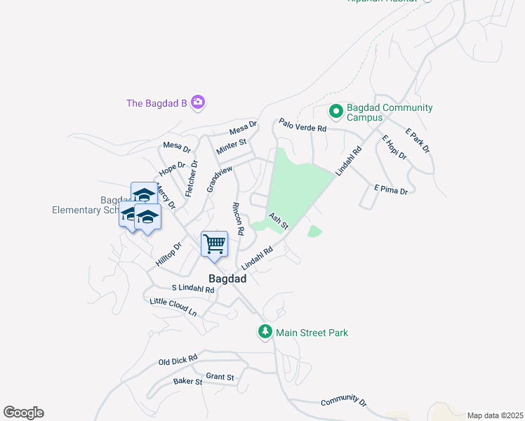 map of restaurants, bars, coffee shops, grocery stores, and more near 47-81 Boulder Court in Yavapai