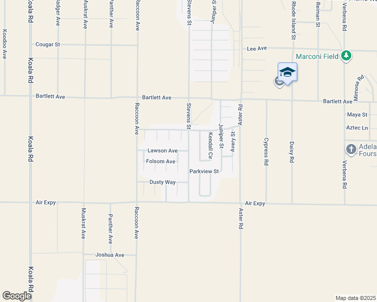 map of restaurants, bars, coffee shops, grocery stores, and more near Lawson Avenue in Adelanto
