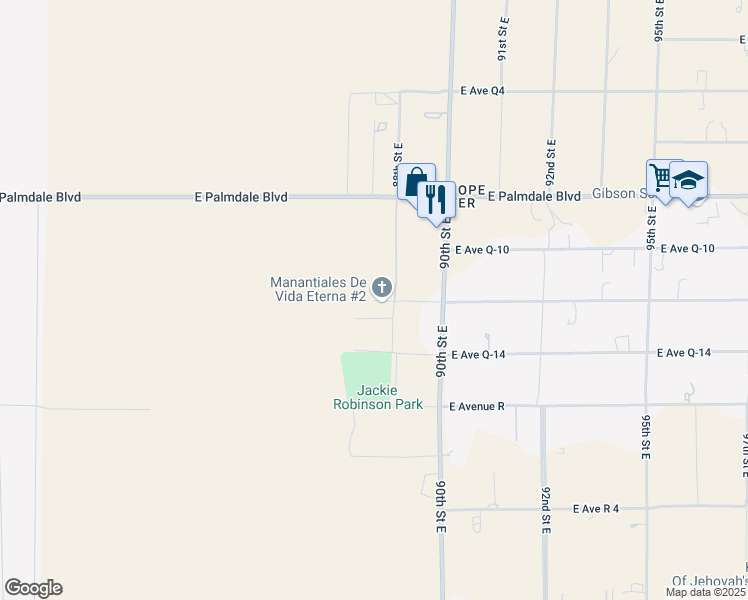 map of restaurants, bars, coffee shops, grocery stores, and more near East Avenue Q12 in Palmdale