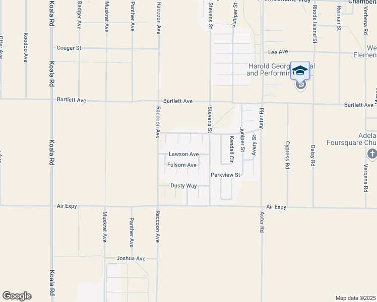 map of restaurants, bars, coffee shops, grocery stores, and more near 10222 Lawson Avenue in Adelanto