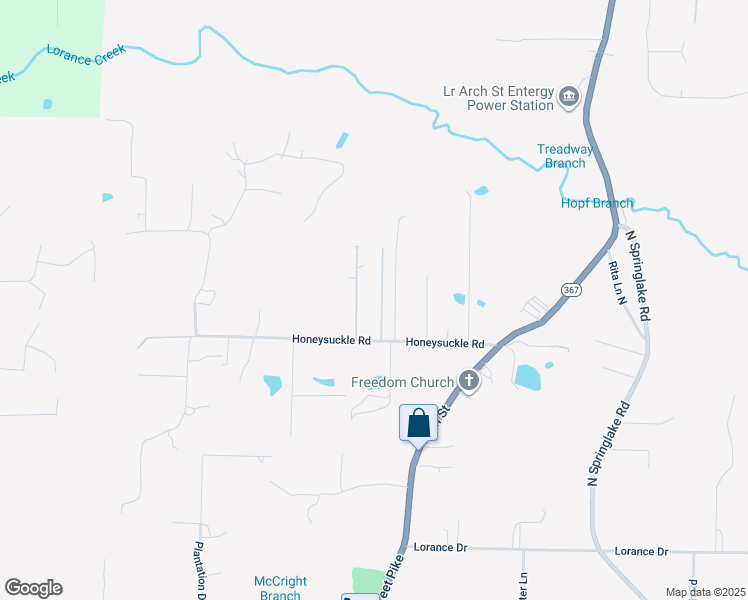 map of restaurants, bars, coffee shops, grocery stores, and more near 1061 Deborah Lane in Little Rock