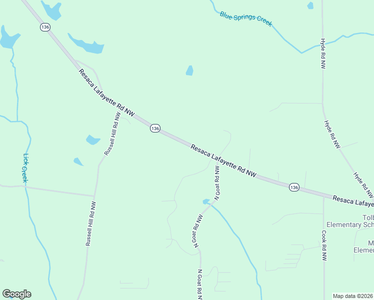 map of restaurants, bars, coffee shops, grocery stores, and more near 1659 Resaca Lafayette Road Northwest in Sugar Valley