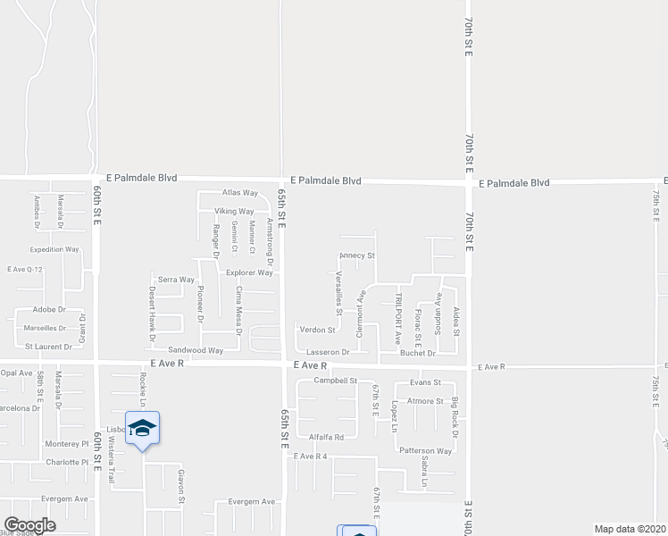 map of restaurants, bars, coffee shops, grocery stores, and more near 38211 Versailles Street in Palmdale