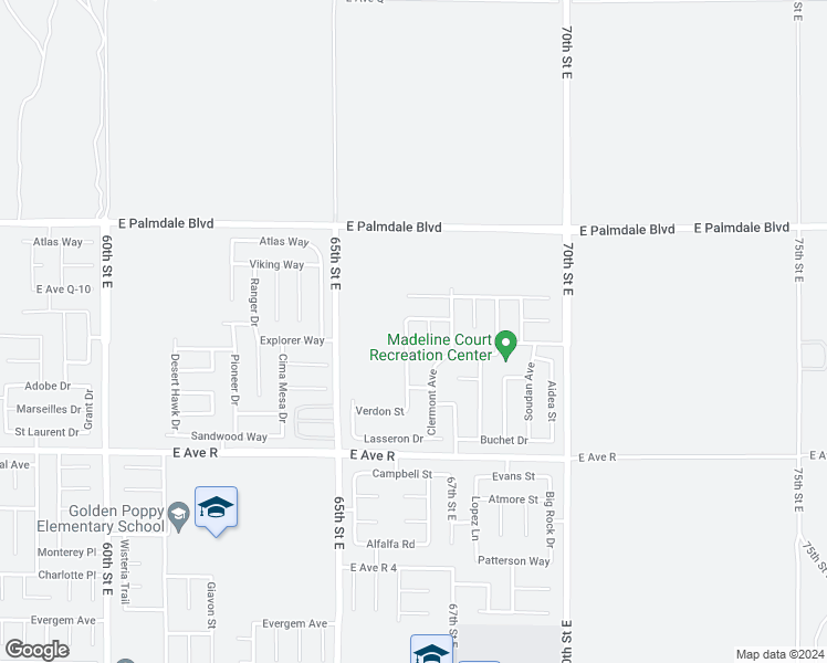 map of restaurants, bars, coffee shops, grocery stores, and more near 38218 Versailles Street in Palmdale
