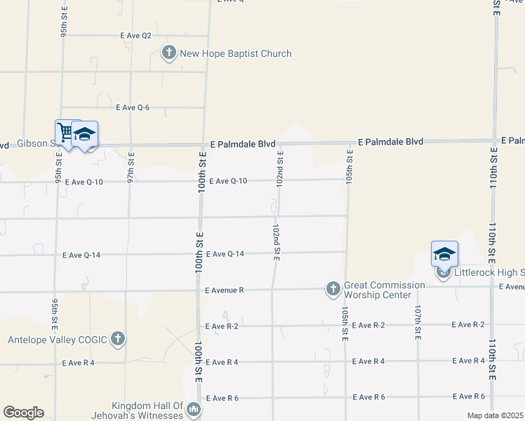 map of restaurants, bars, coffee shops, grocery stores, and more near 10149 East Avenue Q12 in Littlerock