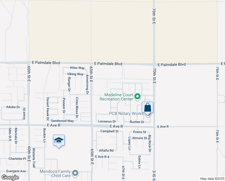map of restaurants, bars, coffee shops, grocery stores, and more near 38226 Versailles Street in Palmdale