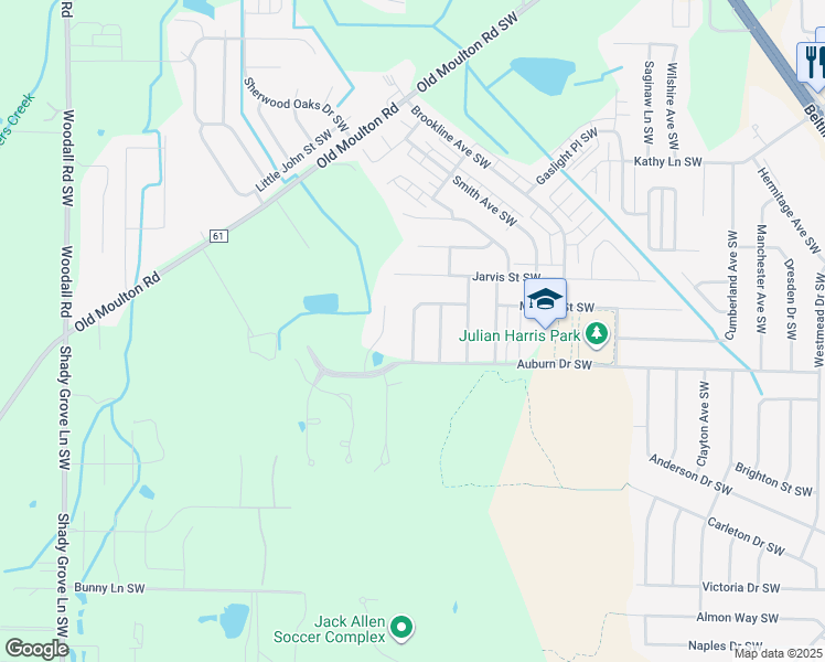map of restaurants, bars, coffee shops, grocery stores, and more near 1918 Shepard Drive Southwest in Decatur