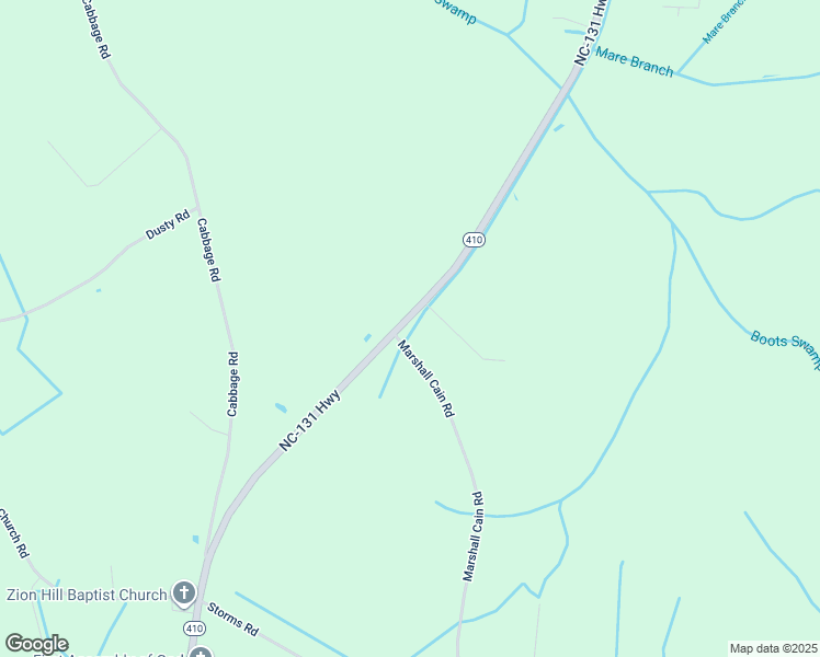 map of restaurants, bars, coffee shops, grocery stores, and more near Marshall Cain Road in Bladen County