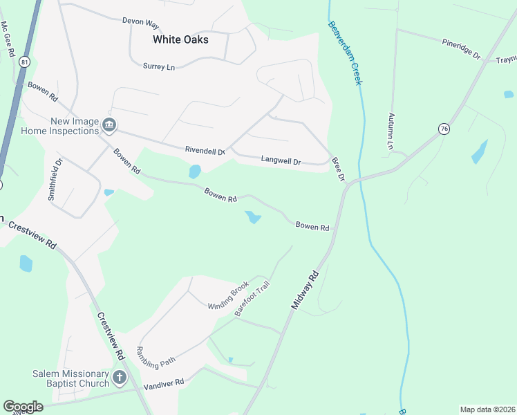 map of restaurants, bars, coffee shops, grocery stores, and more near 440 Bowen Road in Anderson
