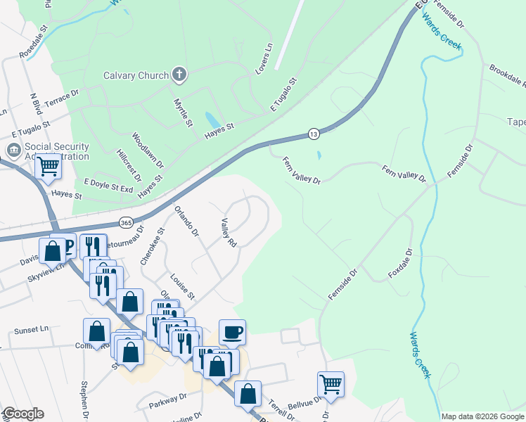 map of restaurants, bars, coffee shops, grocery stores, and more near 214 Clearview Drive in Toccoa