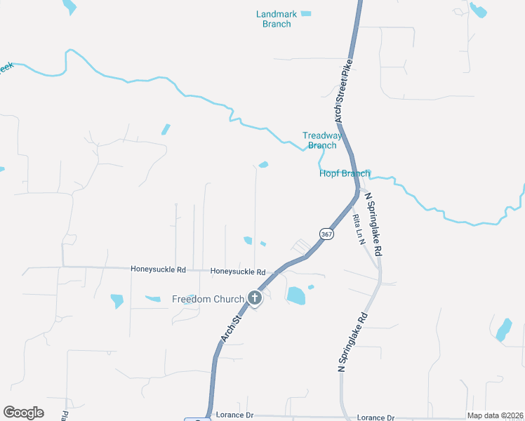 map of restaurants, bars, coffee shops, grocery stores, and more near 18820 Honeysuckle Lane in Little Rock