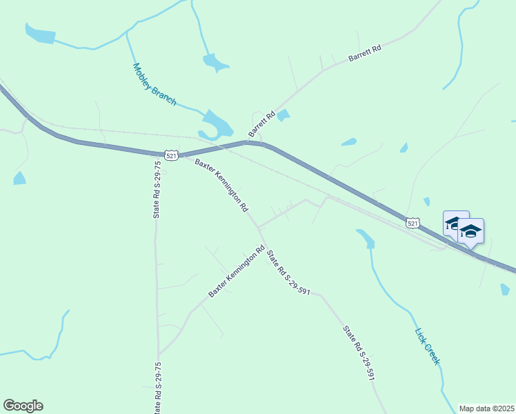 map of restaurants, bars, coffee shops, grocery stores, and more near 5217 Baxter Kennington Road in Kershaw